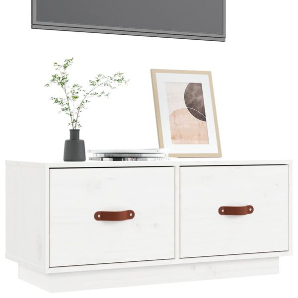 vidaXL M&oacute;vel de TV 80x34x35 cm madeira de pinho maci&ccedil;a branco