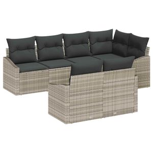 vidaXL Conjunto de Sof&aacute; de Jardim 7 pcs Cinzento-claro vime PE