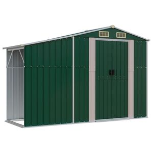 vidaXL Abrigo de jardim 277x93x179 cm a&ccedil;o galvanizado verde