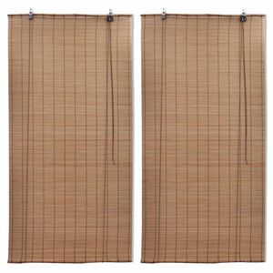 vidaXL Estores de rolo 2 pcs 100 x 160 cm bambu castanho