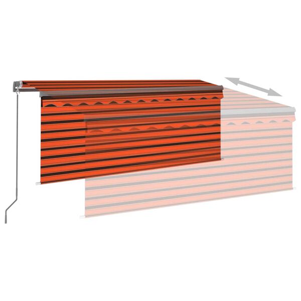 vidaXL Toldo retr&aacute;til manual com estore/LED 3,5x2,5 m laranja/castanho