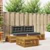vidaXL Conjunto de Sof&aacute;s para Exterior 3 Pe&ccedil;a Natural e Antracite