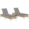 vidaXL Conjunto de espregui&ccedil;adeiras com almofad&atilde;o 3 pcs vime PE bege