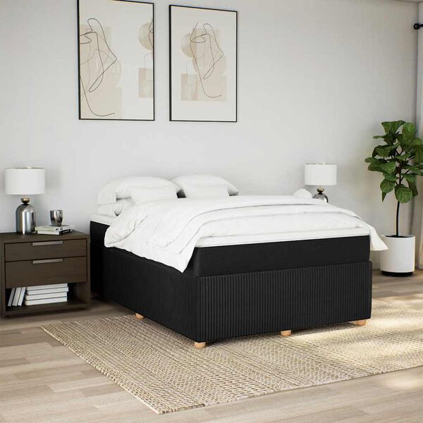 vidaXL Cama com molas/colch&atilde;o 160x200 cm tecido preto