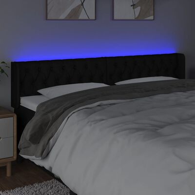 vidaXL Cabeceira de cama c/ luzes LED tecido 183x16x78/88 cm preto