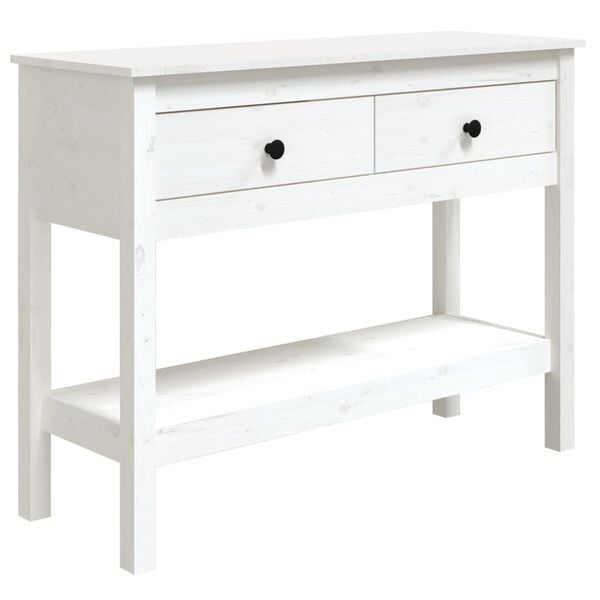 vidaXL Mesa consola 100x35x75 cm pinho maci&ccedil;o branco