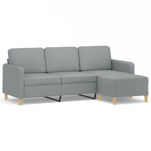 vidaXL Sof&aacute; de 3 lugares com apoio de p&eacute;s 180 cm tecido cinzento-claro
