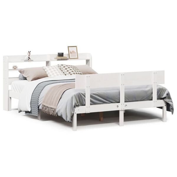 vidaXL Cama sem colchão 150x200 cm madeira de pinho maciça branco