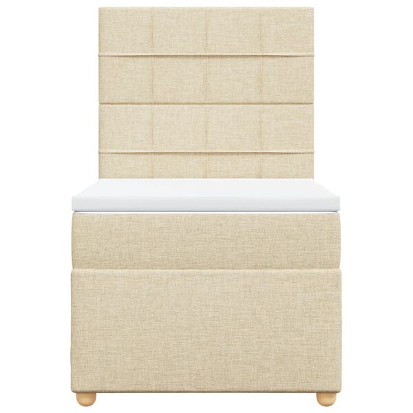 vidaXL Cama com molas/colch&atilde;o 100x200 cm tecido cor creme