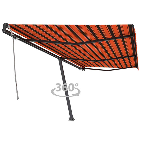 vidaXL Toldo retr&aacute;til manual independente 600x350cm laranja e castanho