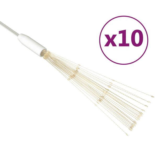 vidaXL Ilumina&ccedil;&atilde;o fogo de artif&iacute;cio 10pcs 1400 LEDs 20cm branco quente