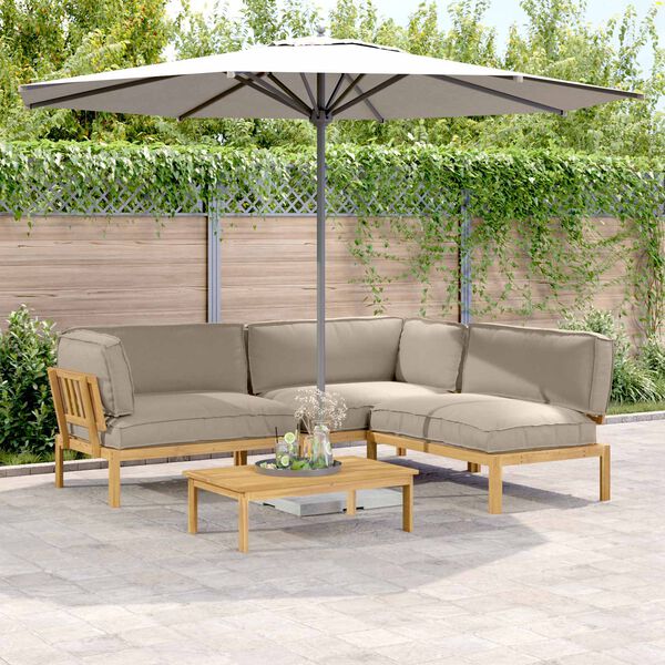 vidaXL Conjunto de Sof&aacute;s com almofada Liso 4 pcs Cinzento-acastanhado