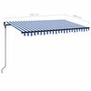 vidaXL Toldo retr&aacute;til manual com LED 450x300 cm azul e branco