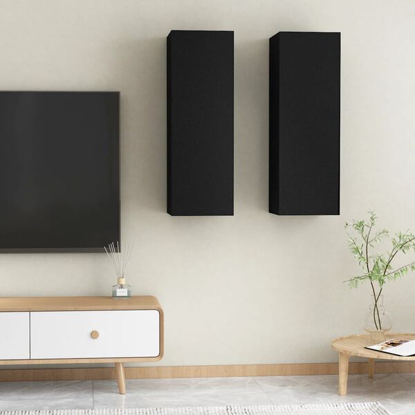 vidaXL M&oacute;veis de TV 2 pcs 30,5x30x90 cm derivados de madeira preto