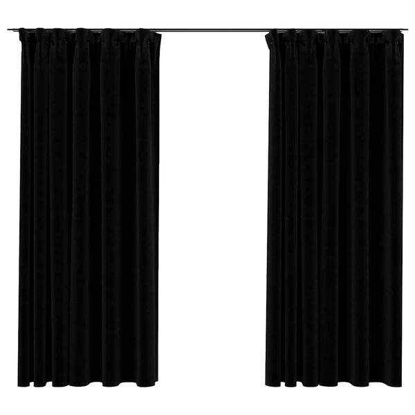 vidaXL Cortinas opacas aspeto linho com ganchos 2 pcs 140x175 cm preto