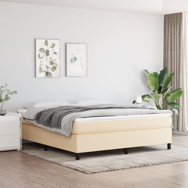 vidaXL Cama com molas/colch&atilde;o 180x200 cm tecido cor creme