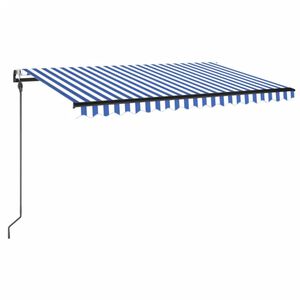 vidaXL Toldo autom. LED e sensor de vento 400x300 cm azul e branco