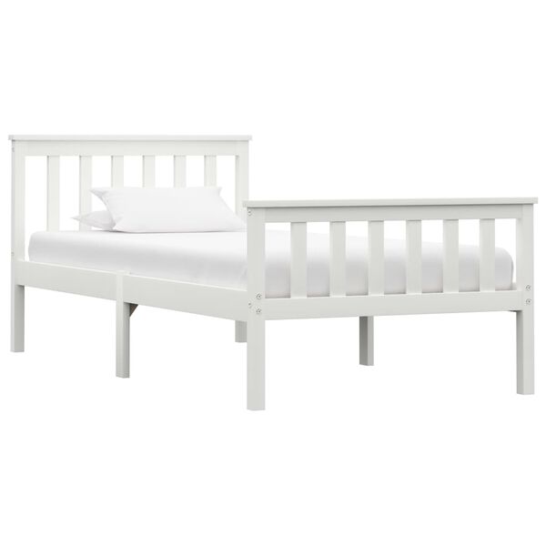 vidaXL Estrutura de cama com 2 gavetas 100x200 cm pinho maci&ccedil;o branco
