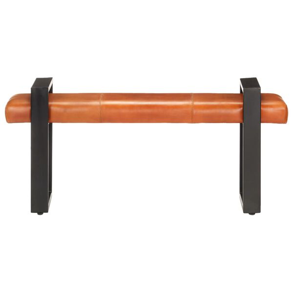 vidaXL Banco 120 cm couro de cabra genu&iacute;no preto e castanho