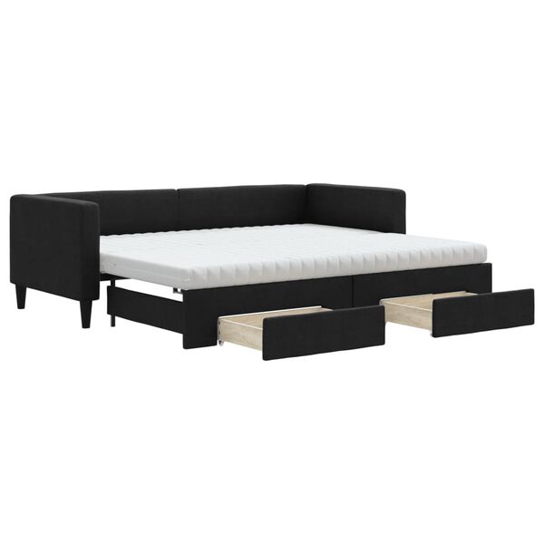 vidaXL Sof&aacute;-cama com gavet&atilde;o e gavetas 80x200 cm tecido preto