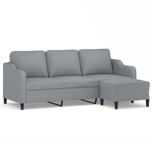 vidaXL Sof&aacute; de 3 lugares com apoio de p&eacute;s 180 cm tecido cinzento-claro
