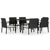 vidaXL 7 pcs conjunto de jantar para jardim vime PE preto