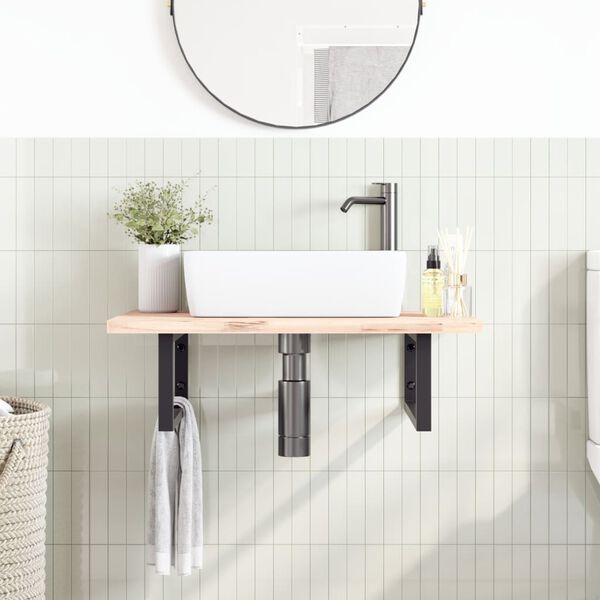 vidaXL Suportes de prateleira p/ lavat&oacute;rio 2 pcs a&ccedil;o retangular preto