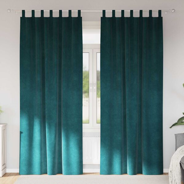 vidaXL Cortinas opacas 2 pcs Verde Escuro 140 x 225 cm Veludo