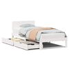 vidaXL Estrutura de cama c/ gavetas 100x200 cm pinho maci&ccedil;o branco
