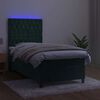 vidaXL Cama box spring c/ colch&atilde;o/LED 80x200 cm veludo verde-escuro