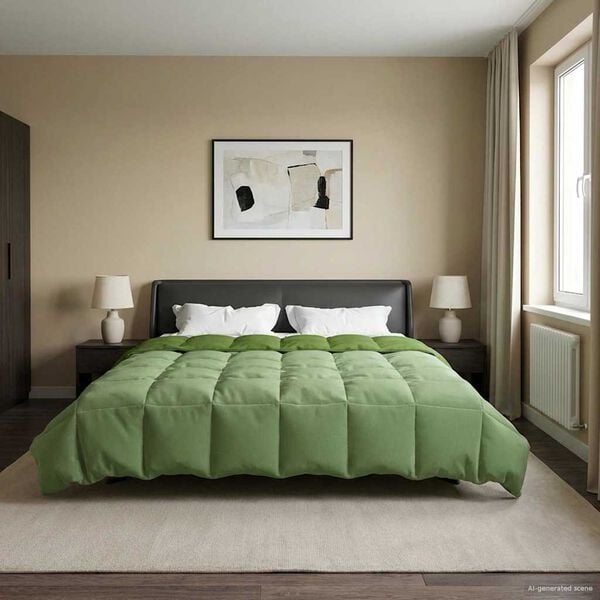 vidaXL Duvet de Ano Inteiro Colchonete Verde 220 x 240 cm Microfibra