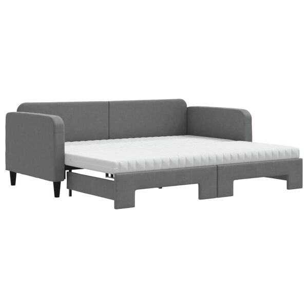 vidaXL Sofá-cama c/ gavetão e colchões 90x200cm tecido cinzento-escuro