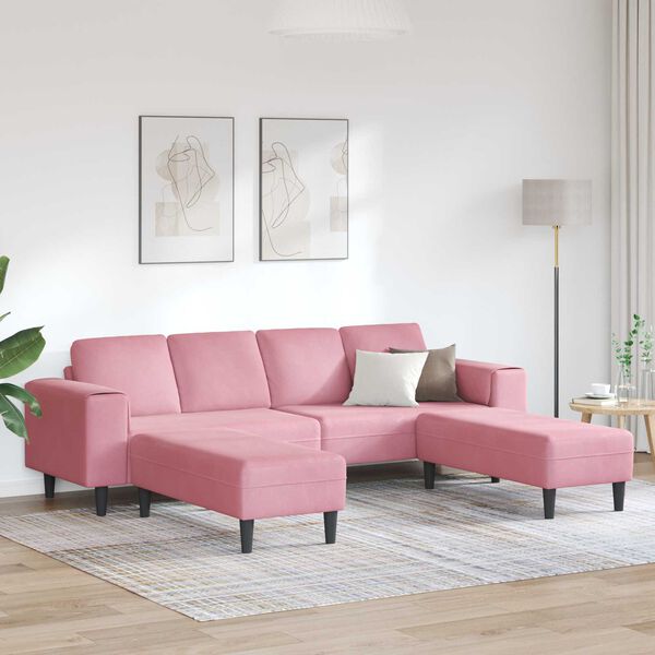 vidaXL Sof&aacute; de Sala de Estar 3 pcs Rosa
