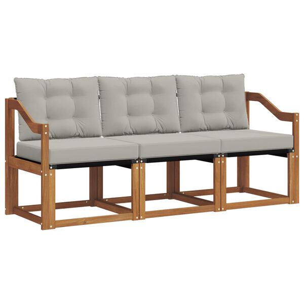 vidaXL Conjunto de Sof&aacute;s para Exterior 3 pcs Cinza Natural e Claro