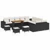 vidaXL Conjunto de Sof&aacute; de Jardim 14 unid. Preto e Creme vime PE