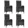 vidaXL 5 pcs conjunto de jantar p/ jardim c/ almofad&otilde;es vime PE preto