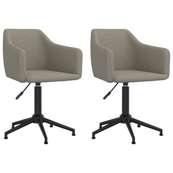 vidaXL Cadeiras de jantar girat&oacute;rias 2 pcs veludo cinzento-claro