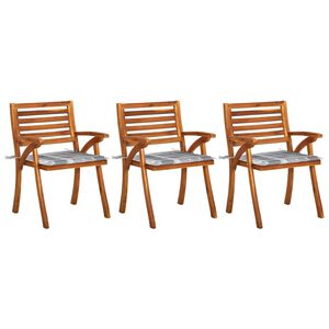 vidaXL Cadeiras de jantar jardim c/ almofad&otilde;es 3 pcs madeira ac&aacute;cia