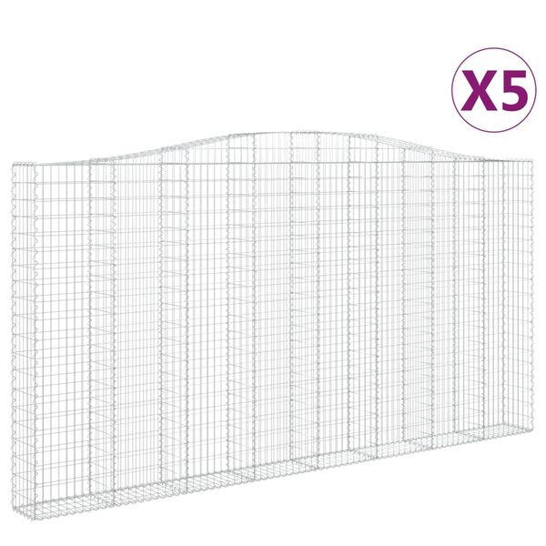 vidaXL Cestos gabi&atilde;o arqueados 5pcs 400x30x200/220cm ferro galvanizado