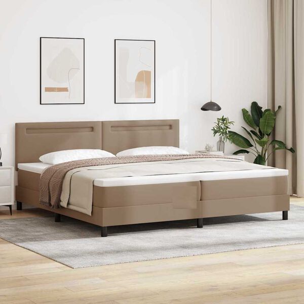 vidaXL Cama Box com colch&atilde;o Cappuccino 200 x 200 cm Couro sint&eacute;tico
