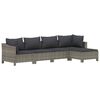 vidaXL 5 pcs conjunto lounge de jardim c/ almofadões vime PE cinzento