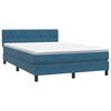 vidaXL Cama com molas/colch&atilde;o 140x210 cm veludo azul-escuro
