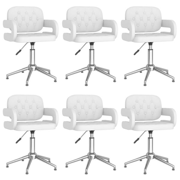 vidaXL Cadeiras de jantar girat&oacute;rias 6 pcs couro artificial branco