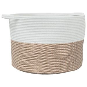 vidaXL Cesto de arruma&ccedil;&atilde;o &Oslash;55x36 cm algod&atilde;o castanho e branco