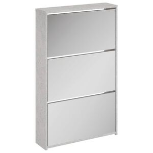 vidaXL Sapateira c/ espelho 3 divis&oacute;rias 63x17x102,5 cm cinza cimento