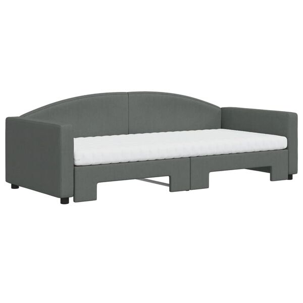 vidaXL Sof&aacute;-cama c/ gavet&atilde;o e colch&otilde;es 90x200cm tecido cinzento-escuro
