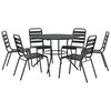 vidaXL Conj. cadeiras jardim encastrar 7pcs a&ccedil;o revestido p&oacute; antracite