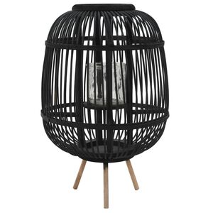 vidaXL Suporte para vela independente em bambu preto
