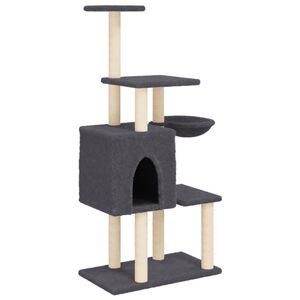 vidaXL &Aacute;rvore p/ gatos c/ postes arranhadores sisal 131cm cinza-escuro