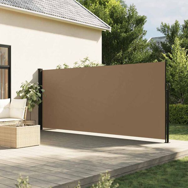 vidaXL Toldo lateral retr&aacute;til 180x600 cm cinzento-acastanhado